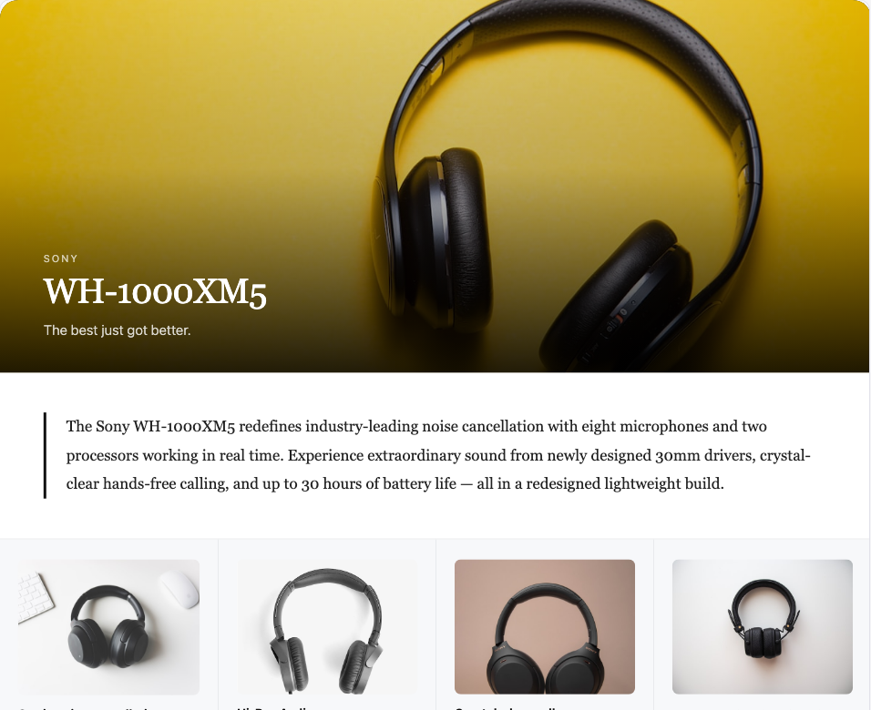 Generated Sony WH-1000XM5 hero content in English